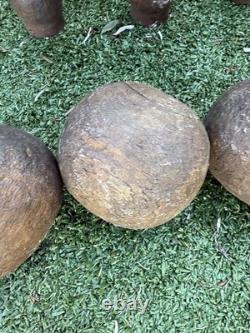 Victorian /Edwardian Pub Skittles Set 9 Wooden Pins 3 Balls Antique Tavern Game