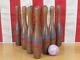 Vintage 1900s Antique Bowling Wood Skittles/duck Pins Game Ten Pins 8.5 Withball
