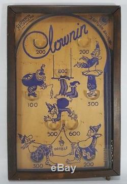 Vintage 1930's CLOWNIN Wooden Pinball Arcade Game St Louis, Missouri