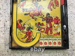 Vintage 1930s Tabletop Pinball Game Toy by Lindstrom Tool & Toy Co Wild West Tin