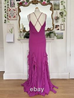 Vintage 2000s Floral Beaded Design Cowl Neck Occasion Dress