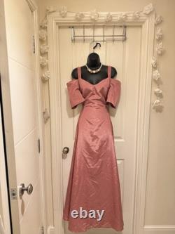 Vintage 40's/50's taffeta glamour cold shoulder puff sleeve eveningdress size 14