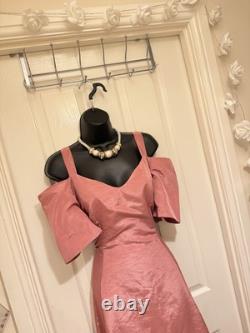 Vintage 40's/50's taffeta glamour cold shoulder puff sleeve eveningdress size 14
