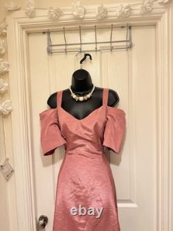 Vintage 40's/50's taffeta glamour cold shoulder puff sleeve eveningdress size 14
