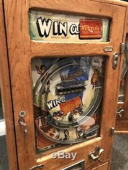 Vintage Allwin Penny Slot Machine Antique Arcade Old Pinball Kit Kat Fairground