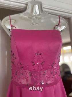 Vintage Dave & Johnny Y2K Prom Dress Pink Beaded Maxi Evening Gown UK 10 US 7/8