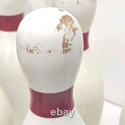 Vintage Duck Pin Bowling Set of 10 Pins & 3 original Wood Duck Pin Bowling Balls