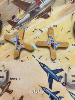 Vintage JET AGE Poosh M Up Pinball Table Top Bagatelle Game Airplanes withbox NOS