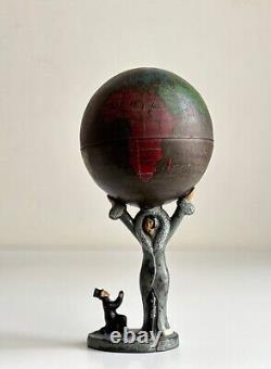 Vintage Lady Holding Globe Pin Cushion Made in Germany Height3.7in(9.5cm)