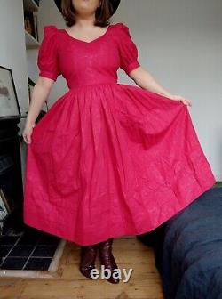 Vintage Laura Ashley pink fuchsia cottagecore dress ball Size 12 S M