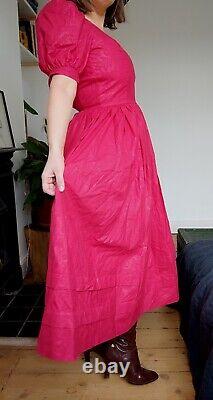 Vintage Laura Ashley pink fuchsia cottagecore dress ball Size 12 S M