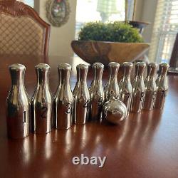 Vintage Metal 10 Pin Ball Game With Ball Bowling Set Bowling Pins Bawling Ball