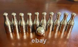 Vintage Metal 10 Pin Ball Game With Ball Bowling Set Bowling Pins Bawling Ball