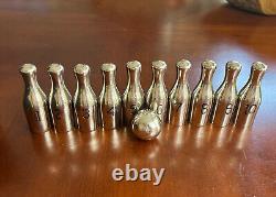 Vintage Metal 10 Pin Ball Game With Ball Bowling Set Bowling Pins Bawling Ball