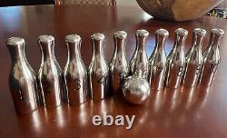 Vintage Metal 10 Pin Ball Game With Ball Bowling Set Bowling Pins Bawling Ball