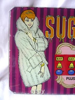 Vintage Original'Sugar Daddy' Back Glass for Pinball Machine 34cms x 20cms