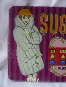 Vintage Original'Sugar Daddy' Pinball Machine Back Glass for 34cms x 20cms