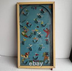 Vintage Poosh-M-Up Big 5 Baseball Pinball Game Wood Frame Wall Mount