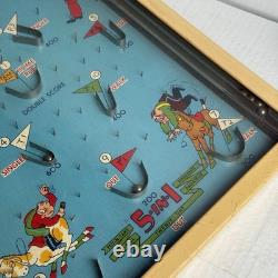 Vintage Poosh-M-Up Big 5 Baseball Pinball Game Wood Frame Wall Mount