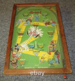 Vintage Poosh-M-Up Jr. 4 In 1 Baseball Pinball 30s-40s With Rare copper ball
