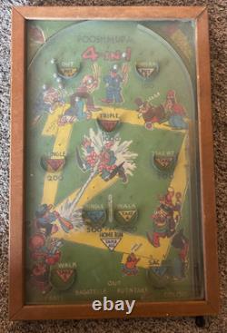 Vintage Poosh-M-Up Jr. 4 In 1 Baseball Pinball 30s-40s With Rare copper ball