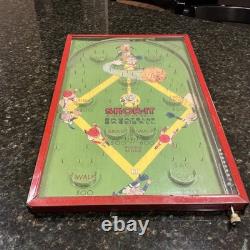 Vtg 1920s Skor-It Baseball Bagatelle Pinball Game Toy Northwestern Antique WORKS