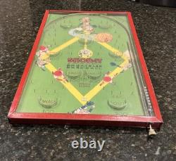Vtg 1920s Skor-It Baseball Bagatelle Pinball Game Toy Northwestern Antique WORKS