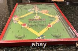 Vtg 1920s Skor-It Baseball Bagatelle Pinball Game Toy Northwestern Antique WORKS