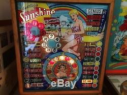 1958 Gottlieb Woodrail Pinball Machine Sunshine Superbe État Rare