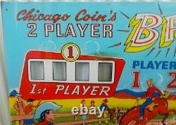 1964 Rare Bronco Pinball Machine De Chicago Coin Dos Verre De Verre Plexiglass