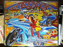 1978 Rare Atari Space Riders Pinball Machine Arrière Verre Près De Parfait Et Miroir