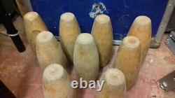 9 Quilles en Bois Vintage à 9 Pins - Jeu Traditionnel de Pub Anglais Ancien / 2 Balles
