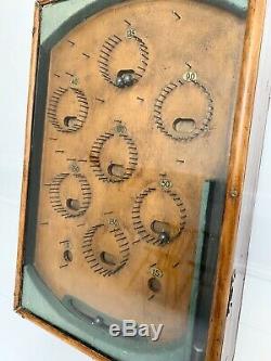 A Vintage / Antique En Bois Pinball Arcade Machine Tabletop Fairground