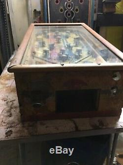 Ancienne Des Années 1930 Penny Wood / Glass Mechanical Tabletop Pinball Machine-flipperless