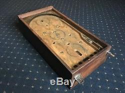 Ancienne Des Années 1930 Penny Wood / Glass Mechanical Tabletop Pinball Machine-flipperless