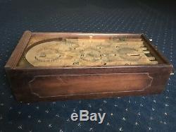 Ancienne Des Années 1930 Penny Wood / Glass Mechanical Tabletop Pinball Machine-flipperless