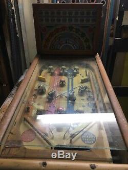 Ancienne Des Années 1930 Penny Wood / Glass Mechanical Tabletop Pinball Machine-flipperless