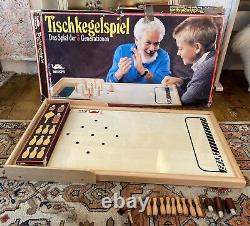 Années 70 vintage Mespi Tischkegelspiel Jeu de quilles de table Pinball Complet dans sa boîte en bon état