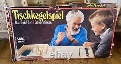 Années 70 vintage Mespi Tischkegelspiel Jeu de quilles de table Pinball Complet dans sa boîte en bon état