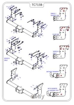 Attelage compatible avec Mitsubishi L200 Série 5 de 2015 à 2019 Tous Modèles Électriques de Boule d'Attelage