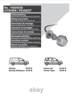 Attelage compatible avec Peugeot Partner Van L1 (SWB) B9 de 2008 à 2018 MK2 Électriques de boule d'attelage