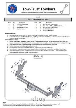 Attelage pour Toyota Hilux 2016on MK8 4WD Pickup Choisissez Votre Propre Kit Électriques Boule d'Attelage