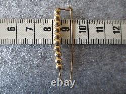 Broche de sécurité en barre à boule d'or jaune 14 carats avec 10 boules / perles - 1,1 g