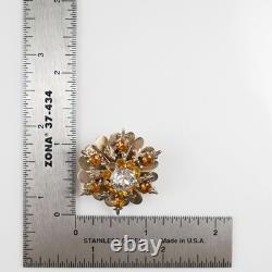 Broche en orange et cristaux de rhinocéros clairs portée et possédée par Lucille Ball de Sydney Guilaroff