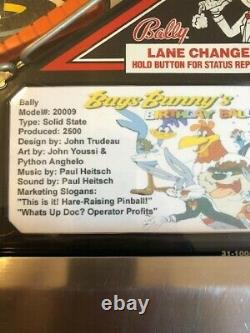 Bugs Limited Edition Lapin Anniversaire Pinball Machine Bally