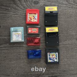 Bundle de 8 jeux Pokemon GBC : Rouge, Cristal, Flipper, Rubis, Saphir et Jeu de Trading