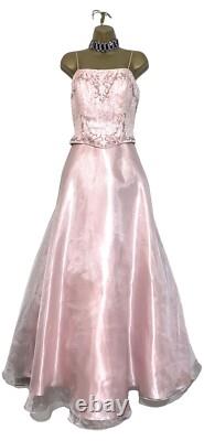 CRYSTAL BREEZE Taille 10 BNWT Robe de bal formelle en rose ornée de perles et de diamants NEUVE