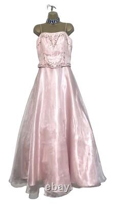 CRYSTAL BREEZE Taille 10 BNWT Robe de bal formelle en rose ornée de perles et de diamants NEUVE