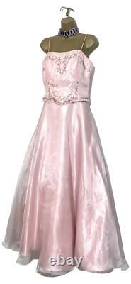 CRYSTAL BREEZE Taille 10 BNWT Robe de bal formelle en rose ornée de perles et de diamants NEUVE