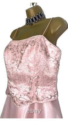 CRYSTAL BREEZE Taille 10 BNWT Robe de bal formelle en rose ornée de perles et de diamants NEUVE